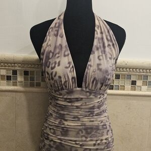 Guess Bodycon Halter Top Animal Print Dress - Size Small - Like New